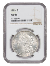 1893 $1 NGC MS61 - Morgan Dollar - Better Date P-Mint