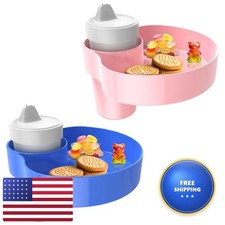 2 Pack Car Seat Cup Holder Snack Tray Pink Blue