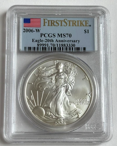2006-W American SILVER Eagle 20th Anniversary FS PCGS MS70  $1 Coin