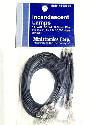 Miniatronics Incandescent Lamps 18-028-20 14v 80mA 5.5 mm Dia 20 Pieces NIP