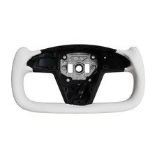 Yoke White Leather Steering Wheel For Tesla Model X Model S 2021-2023 Wheated