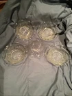 Set Of 5 Jeannette Iris & Herringbone Ruffled Edge Clear Glass 5 1/4"  Bowl