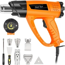Heat Gun 1800W 140℉~1112℉ (60℃-600℃) Heavy Duty Fast Heating Hot Air Gun Kit