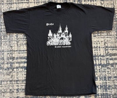 Vintage 90s Prague Czech Republic Gothic Cathedral T Shirt XL Frank Kafka Goth