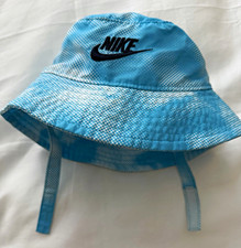 Nike Infant Bucket Hat 6-12M Blue/White Geometric Chin Strap Polyester MPN