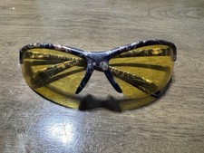Camo Wraparound Safety Glasses Yellow Lens UV400 Eye Protection