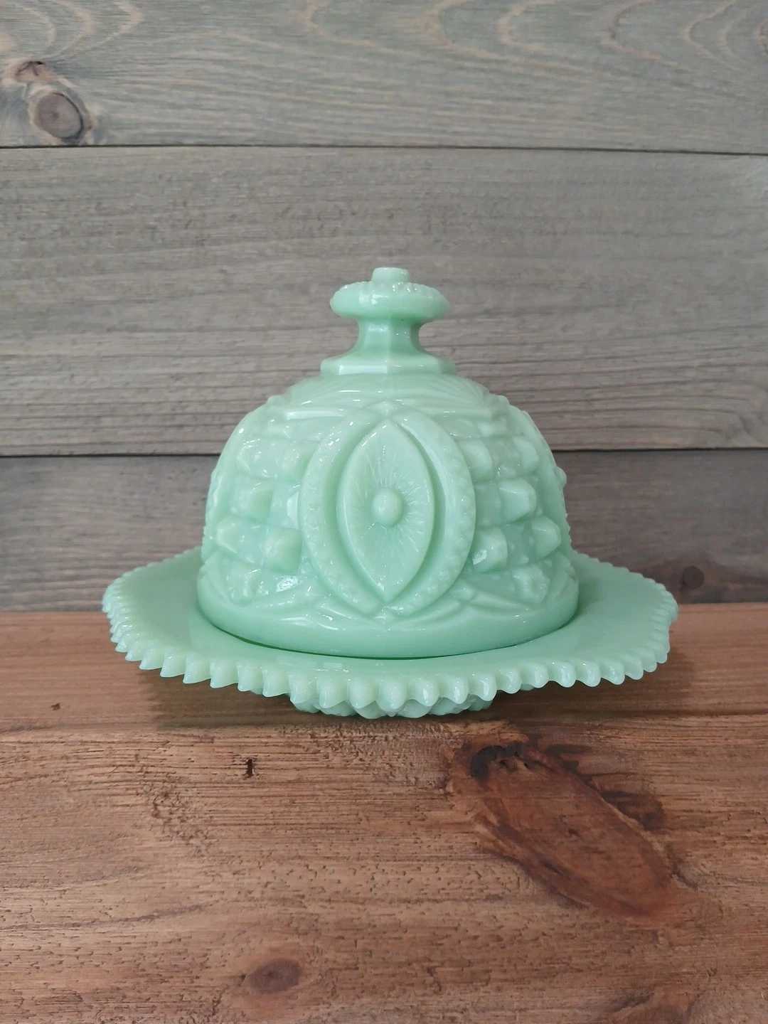 Vintage Jadeite Glass ButterDish with Lid