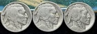 LOT OF 3:   1914  1917  1921  BUFFALO NICKELS  RESTORED EARLY DATES