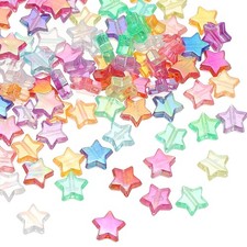 11mm Crystal Star Beads, 100 Pcs Acrylic Star Bead, Mix Color
