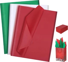 160 Sheets Christmas Tissue Paper for Gift Bags 20 X 14 Inches Red Green White W