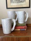 3 VTG WHITE MAYAN-AZTEC FRANKOMA POTTERY STONEWARE MUG 7M MID-CENTURY USA