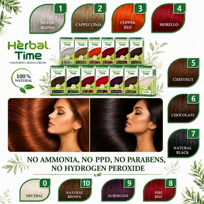 Herbal Time Henna Creme Haarfarbe 75ml Pflanzlich Natur Bio Ammoniakfrei - Bild 1 von 4