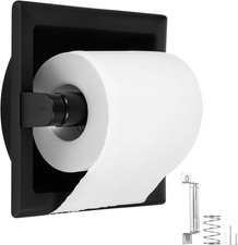 1 Pcs Matte Black Recessed Toilet Paper Holder for Large Rolls, Pivoting Blac...