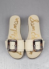 Sam Edelman Ariane Cream Leather Buckle Slide Sandals Womens Size 5.5 M 