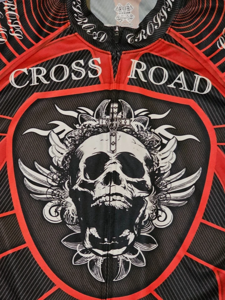 Camiseta FixGear Ciclista Grande Cruzada Estampado Calavera Cremallera Completa Manga Corta Foto 2 de 4