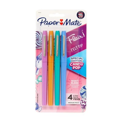 Paper Mate 4 Pack Flair Candy Pop Special Edition Felt Tip Medium Point Pens 0.7
