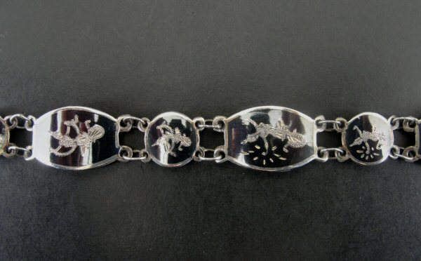 ヴィンテージ　SIAM　STERLING（シルバー）ブレスレット　B-7 Vintage SIAM Dancers Enamel Sterling Silver 925 Signed BB Link