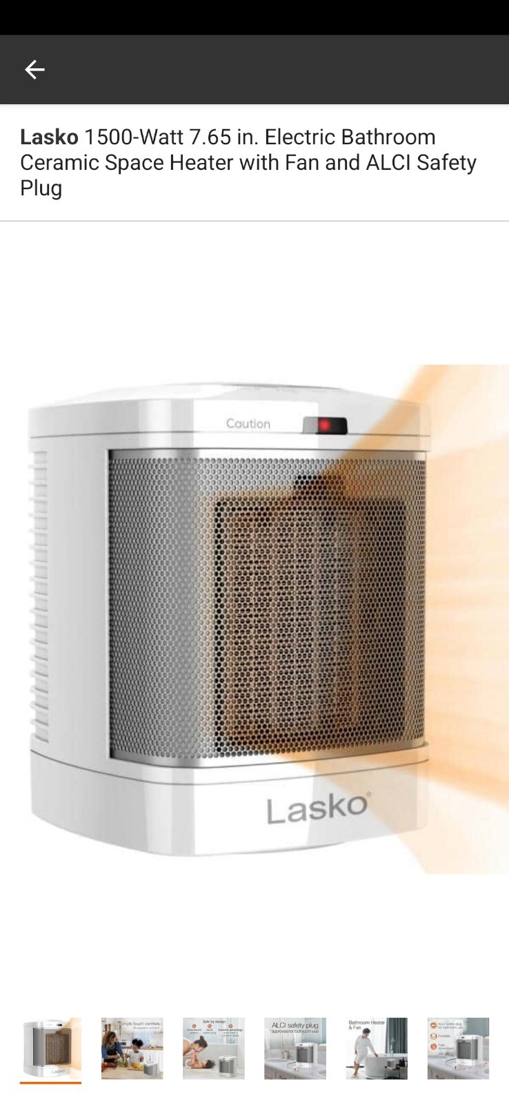 Lasko Portable Ceramic Bathroom Heater 