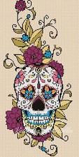 Sugar Skull with Flowers Counted Cross Stitch Chart  No. 7-364/6  