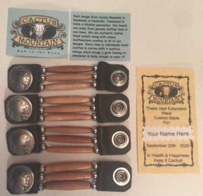 4 Bone Vest Extenders With Authentic Indian Nickel Snap USA PLUS FREE GIFT CARD!