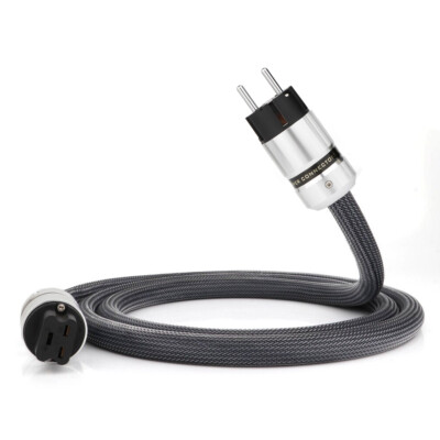 OFC Versilbert Draht mit EU Schuko + C19 IEC Adapter HIFI Power Cable Netzkabel