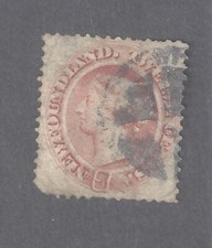CANADA TERRE-NEUVE # 28a OCCASION QUEEN VICTORIA PAPIER FIN JAUNÂTRE BS32897