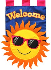 Summer Sun Applique Garden Flag Welcome Sunshine 12.5" x 18"