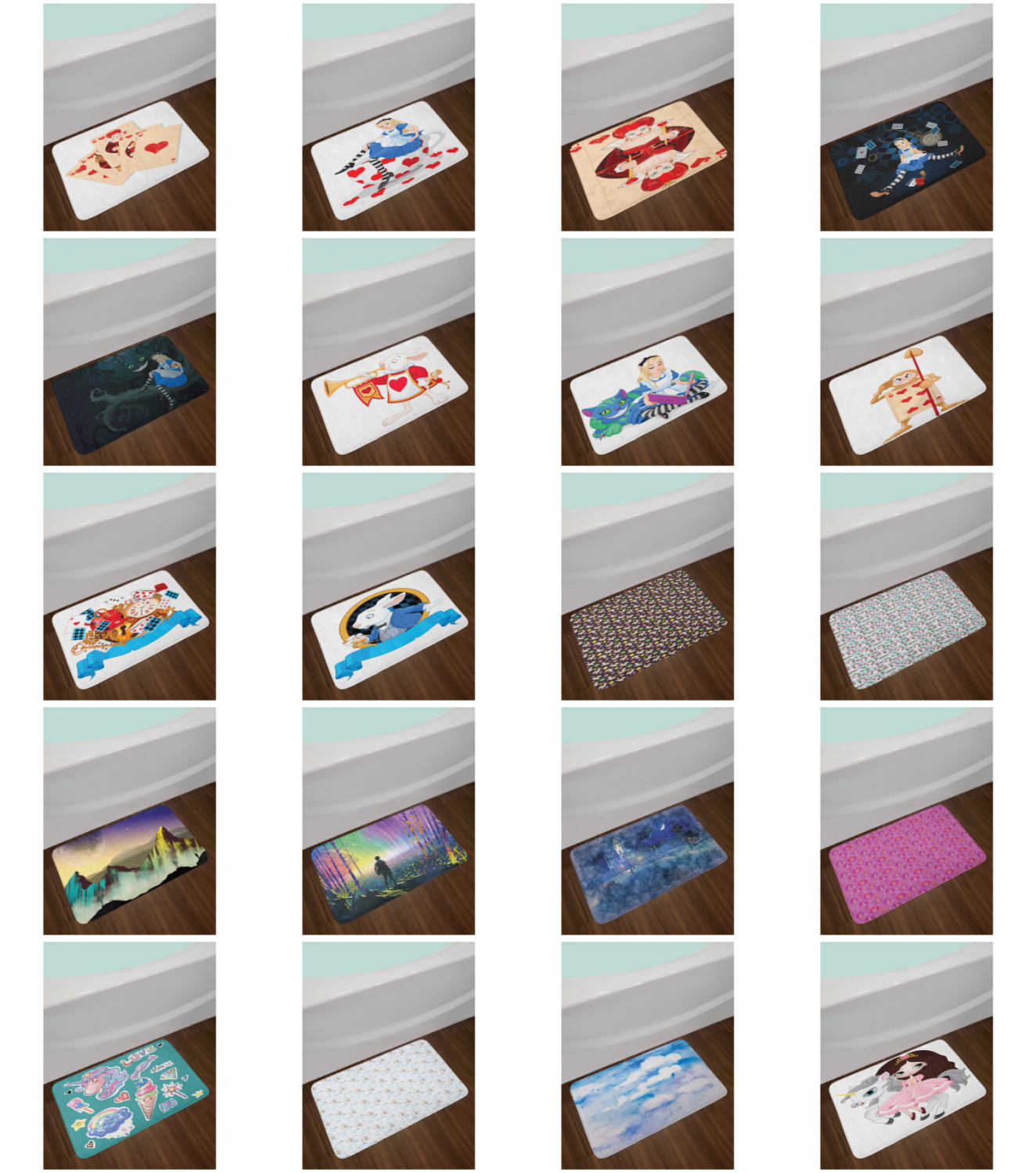 Alice in Wonderland Bath Mat Bathroom Decor Plush Non-Slip Mat 29.5