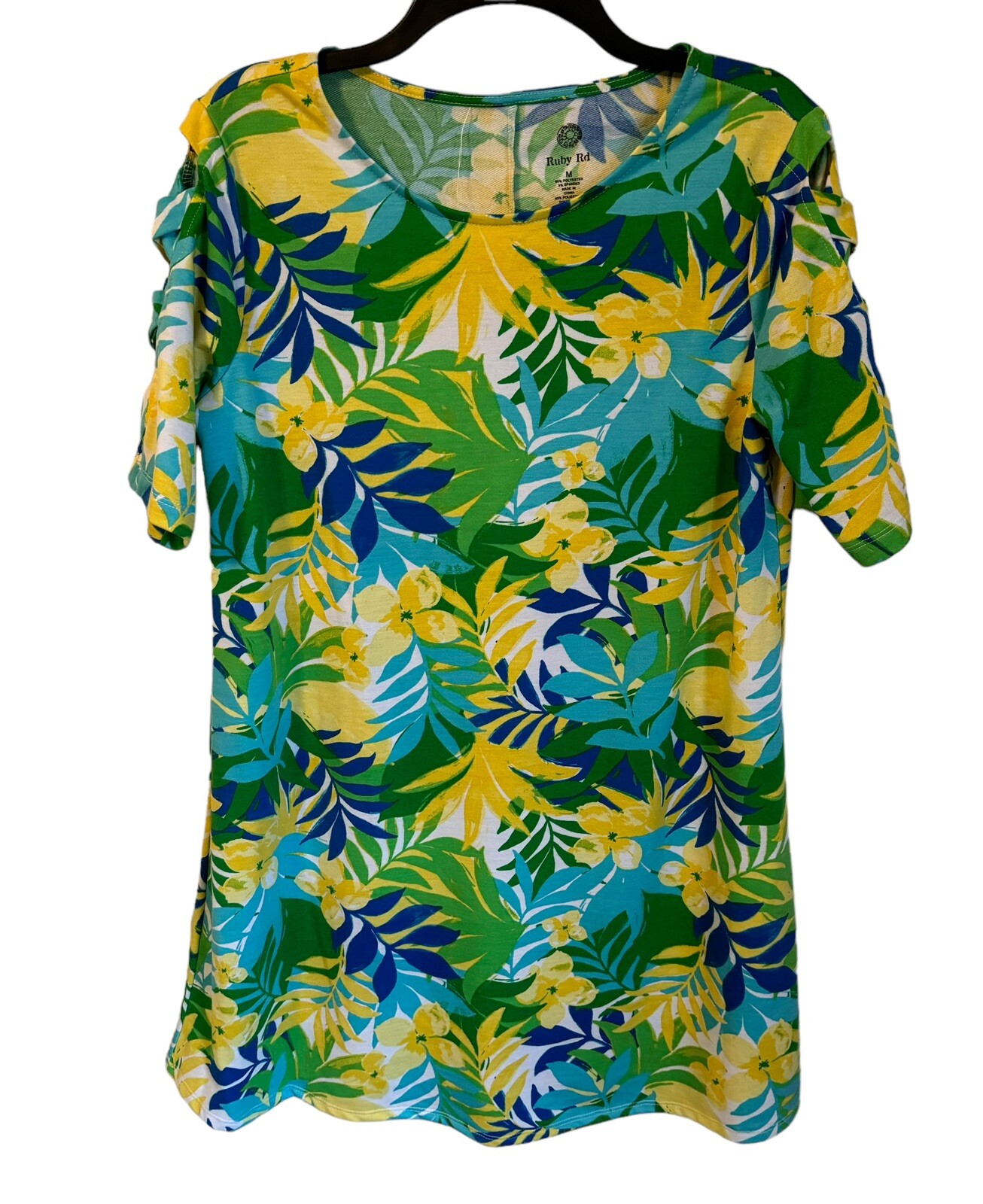 Ruby Rd Dress Size Medium Green Multi Floral Cold… - image 1