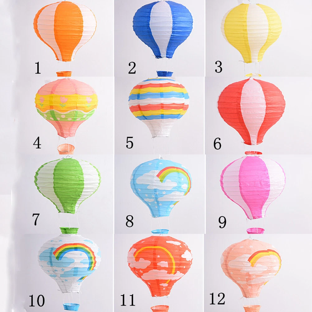 12 Kids Rainbow Hot Air Balloon Paper Lantern Lampshade Ceiling