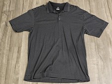 Nike Dri-Fit Striped Golf Polo Shirt Mens XL Black And White Short Sleeve