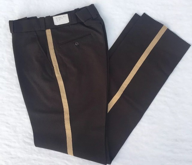 Fechheimer Police State Trooper Uniform Pant Dark Brown Gold Stripe