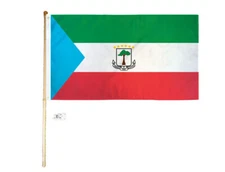5' Wood Flag Pole Kit Wall Mount Bracket With 3x5 Equatorial Guinea Poly Flag