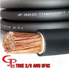 25 ft TRUE AWG 2/0 Gauge OFC COPPER Power Wire BLACK Ground Cable GP Car Audio 