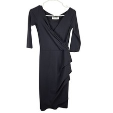 Chiara Boni Florien Dress Womens 40 US 4 Draped Midi Italy LBD Event Cocktail