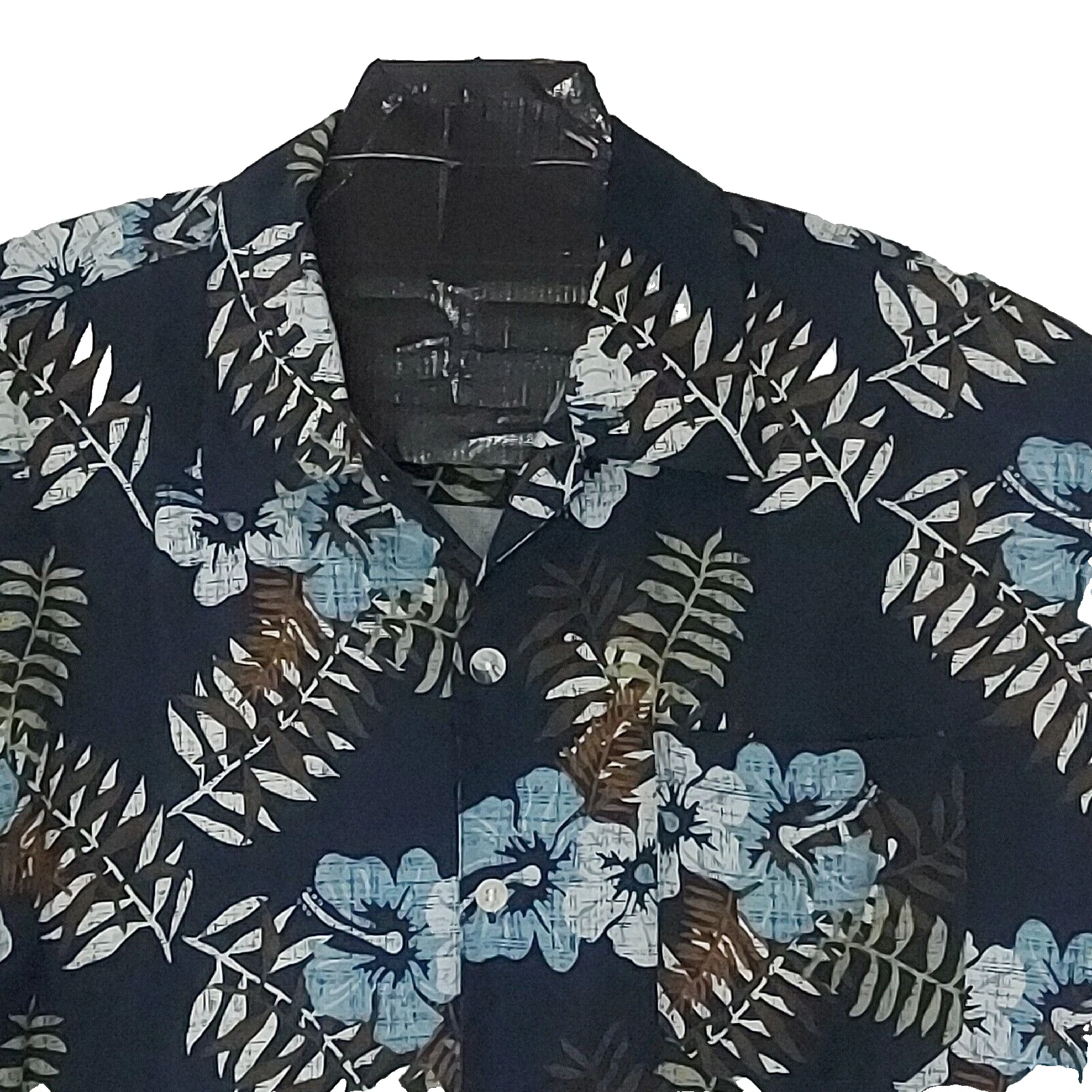 World Wide Sportsman Floral Silk Hawaiian Shirt Size XXL Button Up Blue Hibiscus