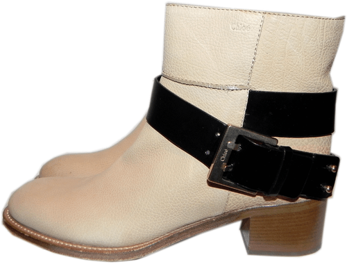 $1150 Chloe Buckle Strap Ankle Boots Riding Motorcycle Biker Booties Sz 6-36.5 - Picture 4 of 8