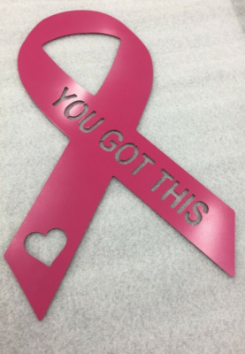 Custom Breast Cancer Ribbon Pink Metal Sign 18