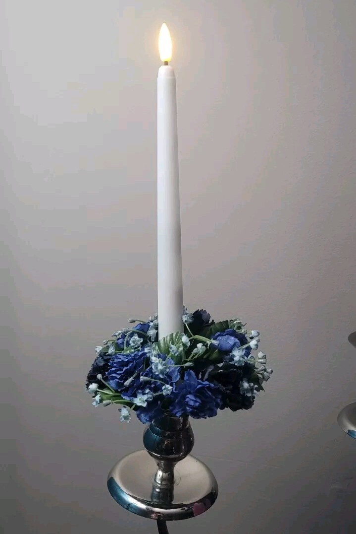 X Artificial Flower Candle Rings Wedding Table Christmas Blue