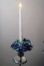 2 X Artificial Flower Candle Rings Wedding Table Christmas  Blue Decorations 