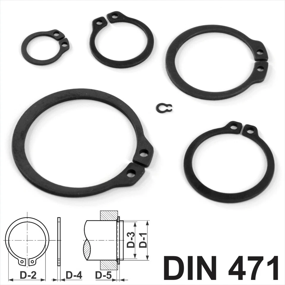 EJ PARTS External Circlips Retaining Rings Snap Clip Sizes 3mm<80mm DIN 471 Spring Steel