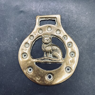 Pferd Messing Glückskatze Design Sammlerstück echt Vintage 3'' 84g Messing