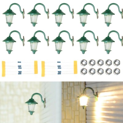 10stk Wandlampen LED Straßenlampen 1-flammig Für H0 Häuser Gebäude Set