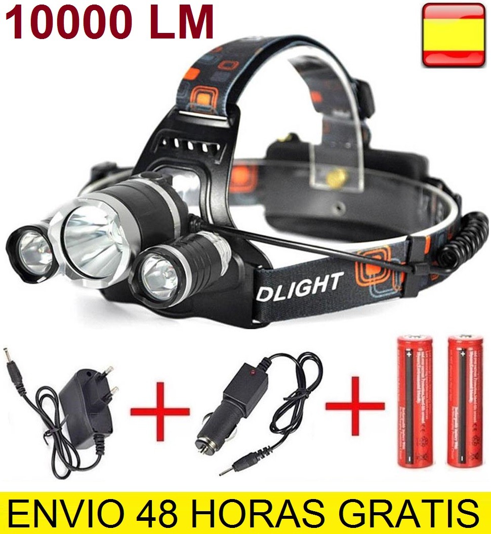 Linterna frontal recargable de cabeza OUTDOOR 10000LM 3x XM-L XML T6 Headlamp