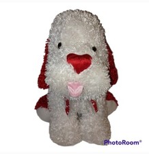 Dan Dee Valentine Dog White Plush Red Heart 22" Stuffed Animal Clean