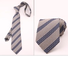 New Classic Striped Gray Blue JACQUARD WOVEN 100 Silk Men's Necktie Tie