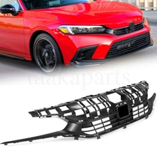 Front Bumper Upper Grill Mesh Grille Black For 2022 2023 Honda Civic Sedan 4Dr
