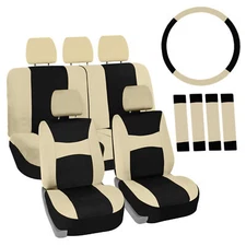FH Group Universal Fit Cloth Car Seat Covers for SUV w/ Steering Wheel Cover