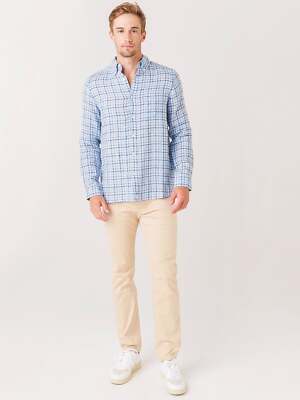 Vineyard Vines Men s Classic Fit Check Linen Shirt Flamingo Small Long Sleeve