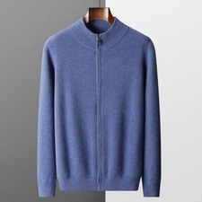 Autumn 100 Wool Sweater Men's Cardigan Turtleneck Zipper Wool Jacket Business